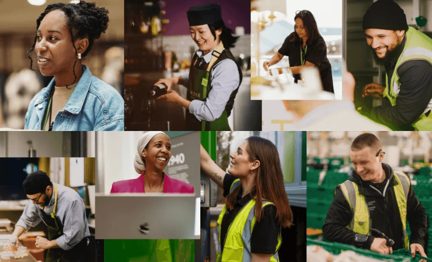 A collage showcasing JLP employees engaged in various tasks