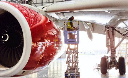 Virgin Atlantic Plane with engineers