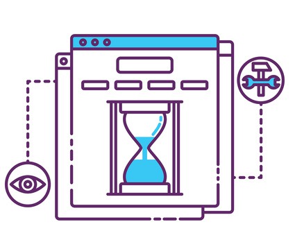 A time clock illustration that includes a clock and diverse icons related to ATS enhancements