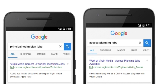 Two smartphones showcasing PPC campaign opportunities